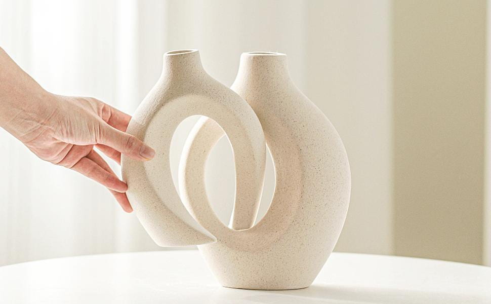 تصویر 4 از ست گلدان سرامیکی سفید مدرن برای دکوراسیون مینیمالیستی اتاق نشیمن