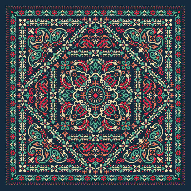 تصویر 4 از روسری هنری متفاوت چاپ دستی شرقی