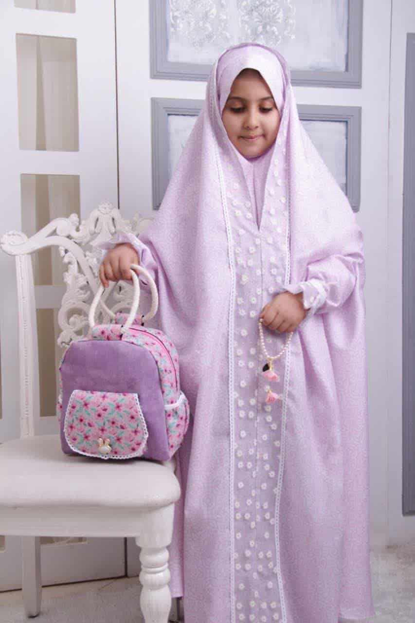 تصویر 2 از چادر و جانماز جشن تکلیف مدل دو رنگ ترکیبی