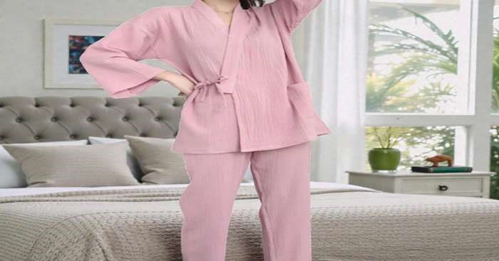 لباس راحتی زنانه نخی با پارچه نرم و لطیف مناسب استراحت در خانه