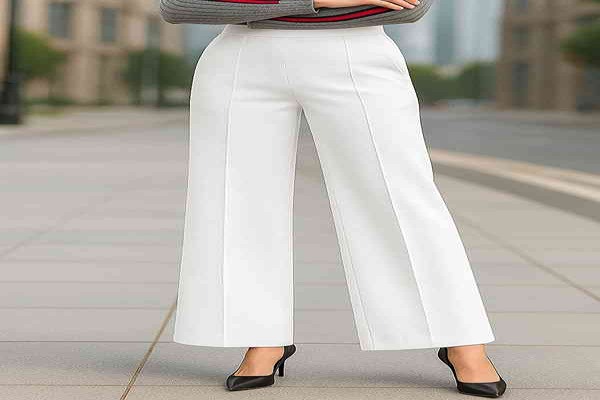 تصویر 1 از شلوار مازراتی زنانه سفید پارچه لطیف سبک