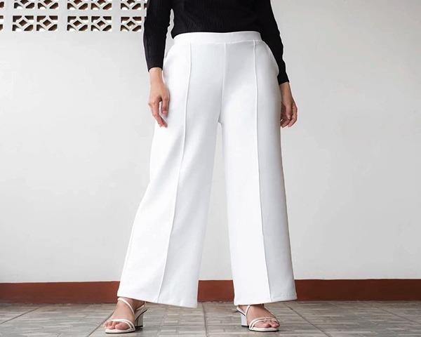 تصویر 3 از شلوار مازراتی زنانه سفید پارچه لطیف سبک