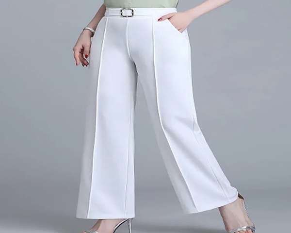 تصویر 4 از شلوار مازراتی زنانه سفید پارچه لطیف سبک