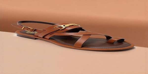 تصویر 4 از صندل چرم زنانه شیک بنددار با فرم استاندارد پا