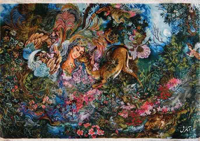 تابلو فرش ابریشمی ریز بافت گرانمایه و با شکوه