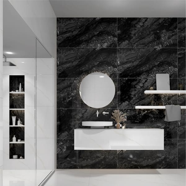 تصویر 3 از کاشی طرح دار سفید مشکی بافت مینیمال مات