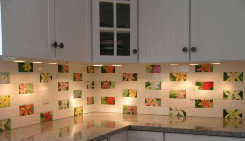 تصویر 1 از کاشی بین کابینت طرح دار الگو هندسی ضد رطوبت