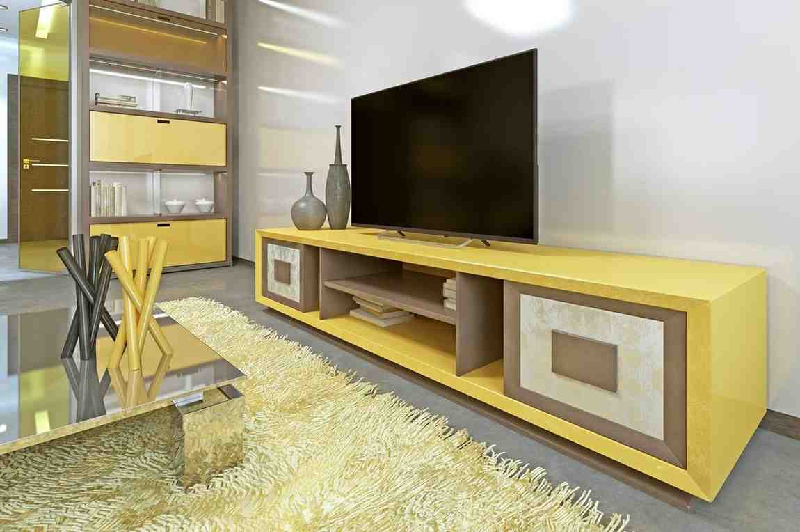 میز تلویزیون شیک بزرگ و جا دار مناسب سالن دارای کشو