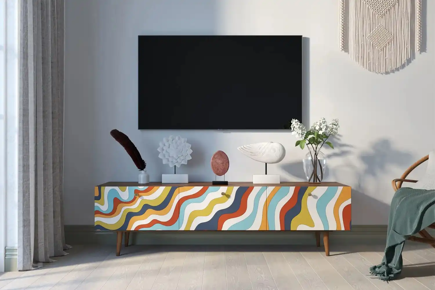 میز تلویزیون شیک معاصر هندسی زاویه دار ساختار شکن و متفاوت