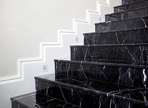 سنگ پله سفید مشکی قطعه مقاوم ضد لغزش