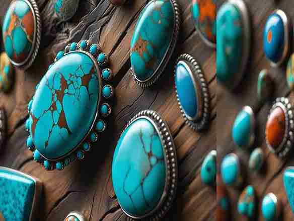 تصویر 1 از سنگ فیروزه انگشتر برای ساخت زیورآلات لوکس با طراحی مدرن و سنتی